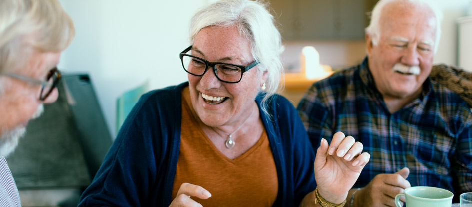 residents conversing over coffee